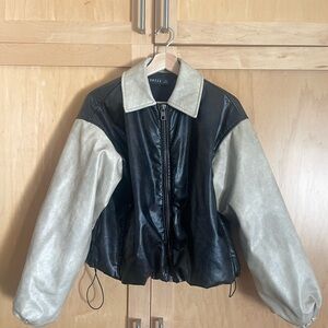 Lioness Black and Cream Leather Jacket